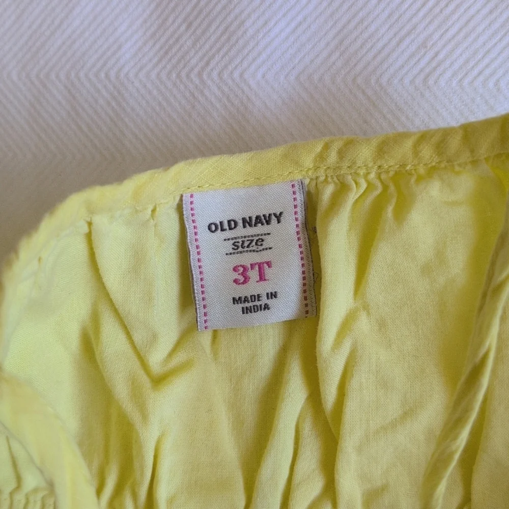 old navy yellow eyelet trim empire waist cotton tank blouse 3T toddler girls - Picture 5 of 7